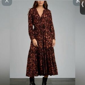 Elan Boho Floral Midi Dress — Size Small